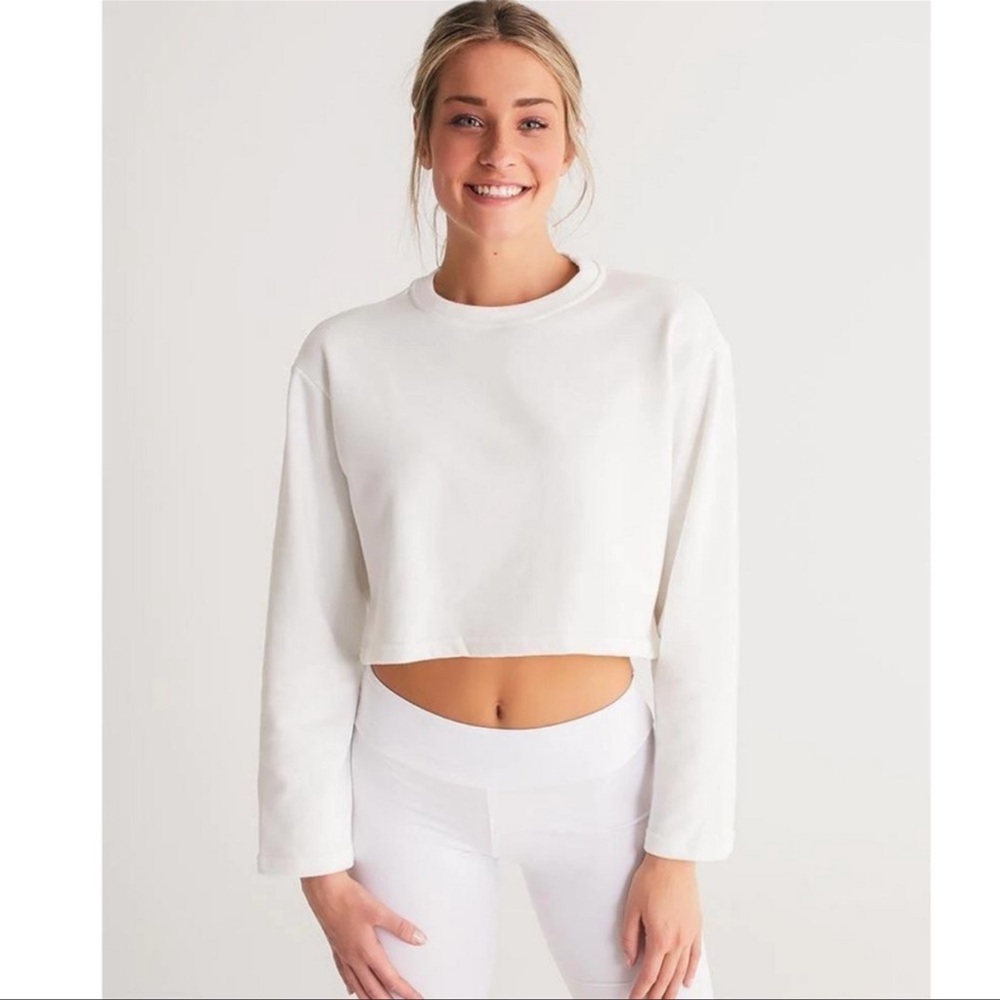 Yoga Bitch Elevate Crop Pullover Sweatshirt w/logo detail NWT